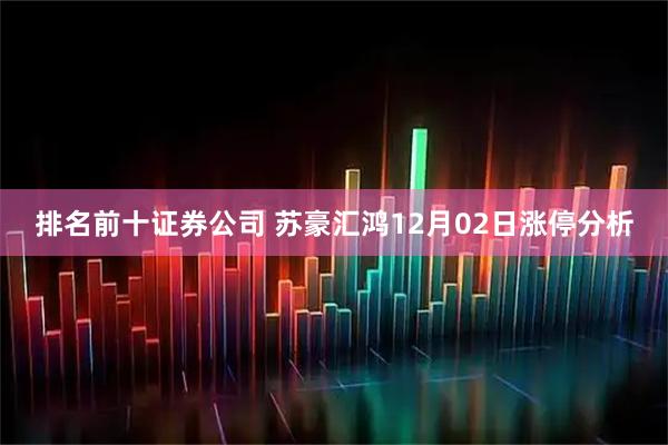 排名前十证券公司 苏豪汇鸿12月02日涨停分析