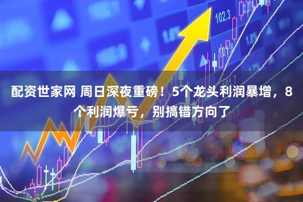 配资世家网 周日深夜重磅！5个龙头利润暴增，8个利润爆亏，别搞错方向了